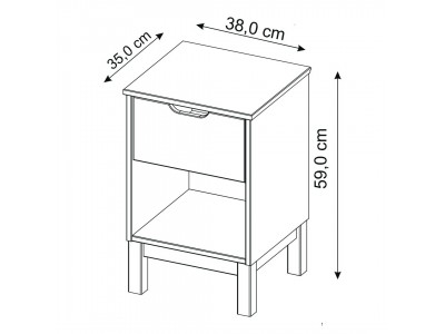 Mesa de cabeceira com uma gaveta na cor branco laca / Coleção Blanco Acapulco